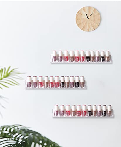 LikeU Nail Polish Rack Wall Mounted Shelf 4 Pack,Clear Acrylic Nail Polish Holder Organizer with Removable Anti-slip End Inserts,4 Tiers Floating LikeU
