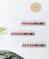LikeU Nail Polish Rack Wall Mounted Shelf 4 Pack,Clear Acrylic Nail Polish Holder Organizer with Removable Anti-slip End Inserts,4 Tiers Floating LikeU