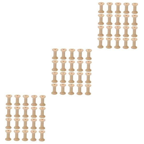 LALAFINA 60 Pcs Sewing Project Kits Unfinished Bobbin Wooden Spools for Crafts Wooden Bobbins Weaving Bobbins Wood Spools Yarn Kit Embroidery Kit LALAFINA