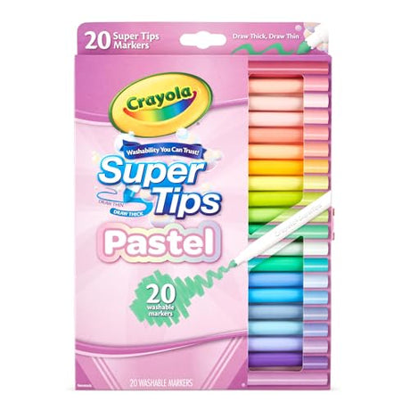 Crayola® Pastel Supertip Washable Markers, Fine Point, Assorted Pastel Colors, Pack Of 20 Markers Crayola