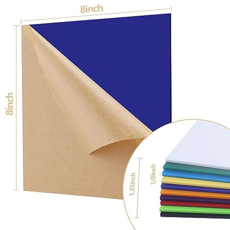 Frddiud 10 Pcs Colored Acrylic Sheets, 8 x 8 x 1/8 Inch Laser Cutting Acrylic Sheets, Cast Acrylic Sheets for DIY Projects, Crafts Art Display, Signs Frddiud