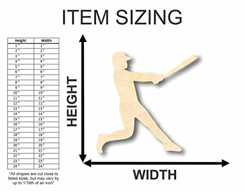 Unfinished Wood Baseball Player Shape - Sports - Kids Room Decor - up to 24" DIY 12" / 3/4" - WoodArtSupply