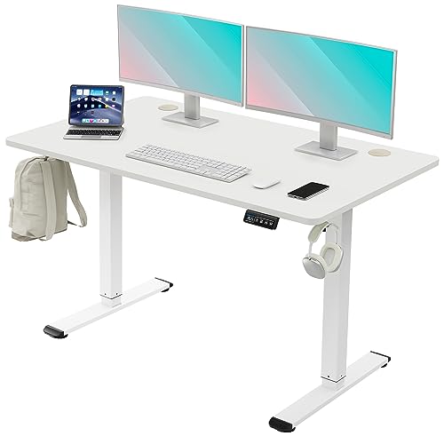 MOUNTUP Height Adjustable Electric Standing Desk Whole-Piece, 48 x 24 Inches Quick Assembly Sit Stand Desk, Stand Up Desk with Memory Controller, - WoodArtSupply