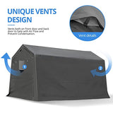 ADVANCE OUTDOOR 8X14 ft Steel Metal Peak Roof Anti-Snow Portable Garage Shelter Storage Shed Carport for Motorcycle Bike or Garden Tools with 2 Roll ADVANCE OUTDOOR