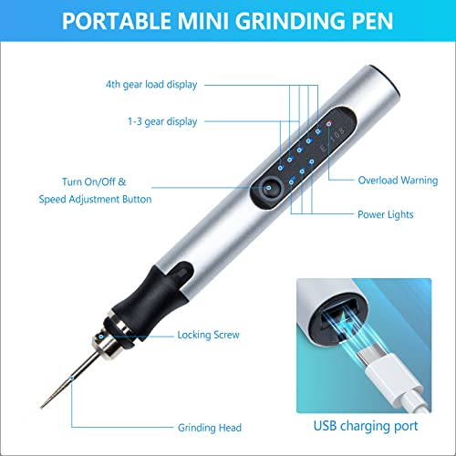PTUI Electric Engraving Pen with 36 Bits, USB Rechargeable Cordless Engraving Machine, Portable DIY Rotary Engraver for Jewelry Wood Glass Stone