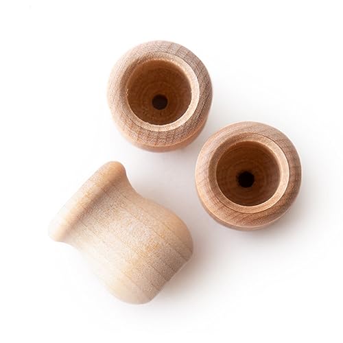 Pinehurst Crafts Unfinished Wooden Bean Pot Candle Cup, Great for Mini Candlestick, Honey Pot or Flower Pot, 1-Inch Tall (1/2" Hole), Pack of 10 - WoodArtSupply