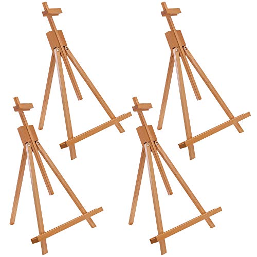 U.S. Art Supply Topanga 31" High Tabletop Wood Folding A-Frame Artist Studio Easel (Pack of 4) - Adjustable Beechwood Tripod Display Stand, Holds Up U.S. Art Supply