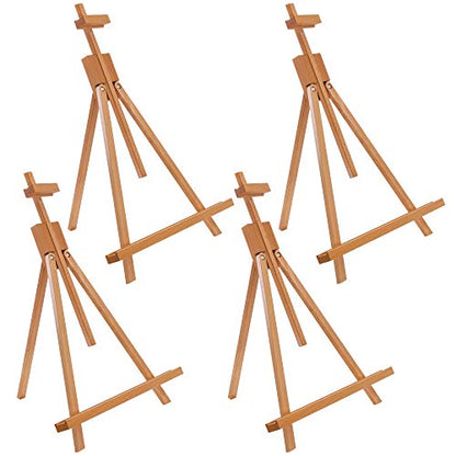 U.S. Art Supply Topanga 31" High Tabletop Wood Folding A-Frame Artist Studio Easel (Pack of 4) - Adjustable Beechwood Tripod Display Stand, Holds Up