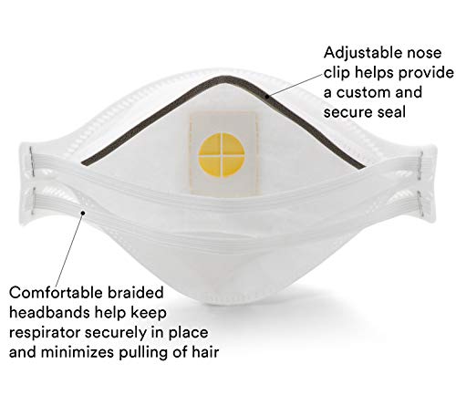 3M Aura Particulate Disposable Respirator 9211+ with Cool Flow Valve, N95, Smoke, Grinding, Sanding, Sawing, Sweeping, Woodworking, Dust, 10/Pack 3M Personal Protective Equipment