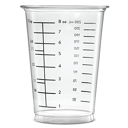 [50 Count - 10 oz.] Multipurpose Disposable Plastic Measuring Cups - Baking, Cooking, Epoxy Resin, Mixing & Measuring Cups Comfy Package