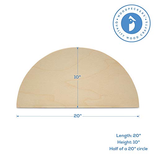 Half Circle Cutouts 20 inch, Pack of 2 Semicircle Wooden Cutouts for Crafts, Wood Signs & Unfinished Wood Door Hangers, by Woodpeckers - WoodArtSupply