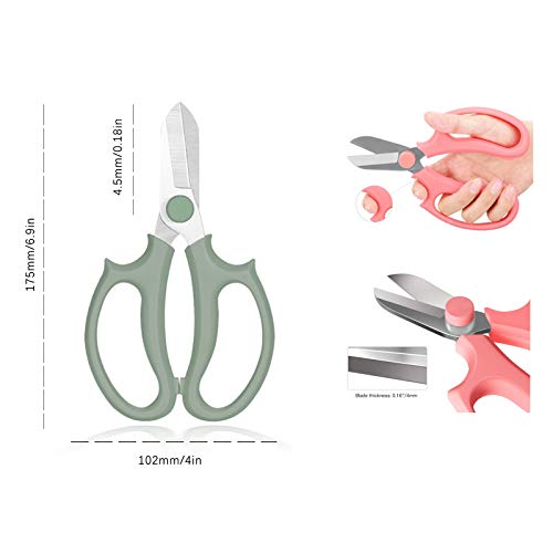 Leize Garden Flower Scissors, Premium Thickened Stainless Steel Floral Shears, Strong Pruner for Flowers, Branches and Leaves Leize