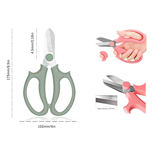 Leize Garden Flower Scissors, Premium Thickened Stainless Steel Floral Shears, Strong Pruner for Flowers, Branches and Leaves - WoodArtSupply