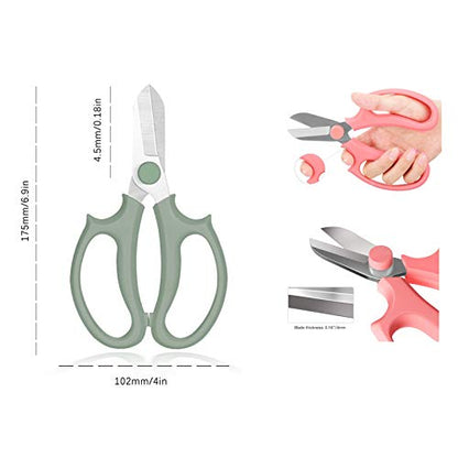 Leize Garden Flower Scissors, Premium Thickened Stainless Steel Floral Shears, Strong Pruner for Flowers, Branches and Leaves - WoodArtSupply