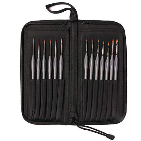 Miniature Painting Kit - (Set of 13) Fine Micro Detail Paint Brushes, Miniature Paint Brushes for Models, Face, Nail Art, Fantasy, Acrylic, ARTISTIK