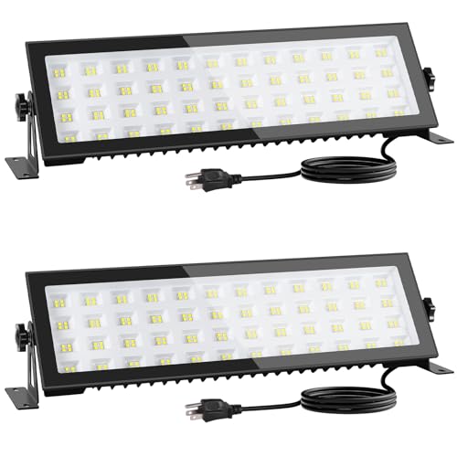 OOOLED 2 Pack LED Shop Lights, 100W 13000LM 6000K Super Bright LED Work Light, IP66 Waterproof LED Flood Light Outdoor with Plug, LED Shop Lights for OOOLED