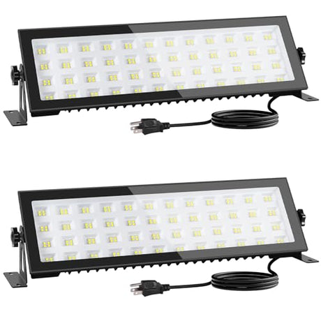 OOOLED 2 Pack LED Shop Lights, 100W 13000LM 6000K Super Bright LED Work Light, IP66 Waterproof LED Flood Light Outdoor with Plug, LED Shop Lights for OOOLED