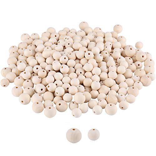 Foraineam 600 Pieces 20mm and 16mm Wood Beads Unfinished Natural Wooden Loose Beads Round Ball Wood Spacer Beads for Crafts DIY Jewelry Making Foraineam