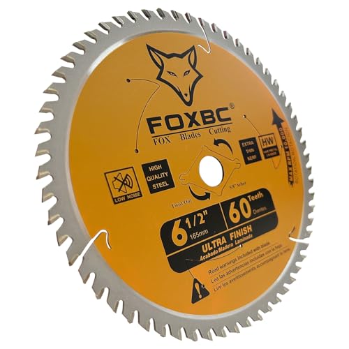 FOXBC 6-1/2 inch Circular Saw Blade Ultra Fine Finish 60-Tooth for Wood Cutting, Thin-Kerf with 5/8" Arbor FOXBC