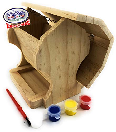 Matty's Toy Stop Paint-A-Barn Wooden Birdhouse & Bird Feeder (Includes Paints & Brushes) Gift Set Bundle - 2 Pack Matty's Toy Stop