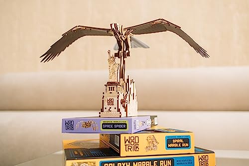 Wood Trick Liberty Eagle 3D Wooden Puzzles for Adults and Kids to Build - Mechanical Wings Movement - Engineering DIY Project Bird 3D Puzzles for Wood Trick