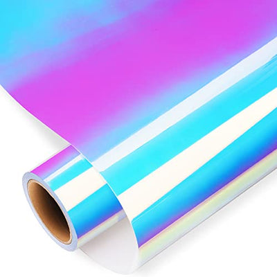 GIRAFVYINL White Holographic Opal Vinyl 12” X 10FT Permanent Adhesive Vinyl Roll for cricut,DIY Home and Car Decor,Tumbler (White)