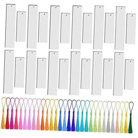 Anneome 1 Set Tassels Blank Bookmark Sublimation Bookmark Tassels Aluminum DIY Bookmark Graduation Sublimation Bookmark Iron on Bookmark Blank Anneome