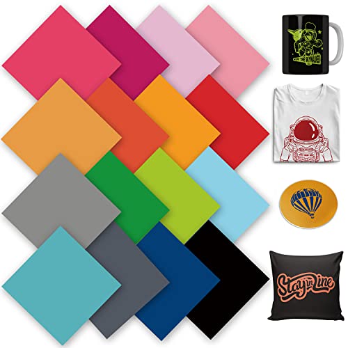 WOWOCUT Infusible Transfer Ink Sheets,16 Pack 12"X12" Solid Color Heat Press Transfer Paper, Sublimation Ink Sheet for Cricut Machine, DIY - WoodArtSupply