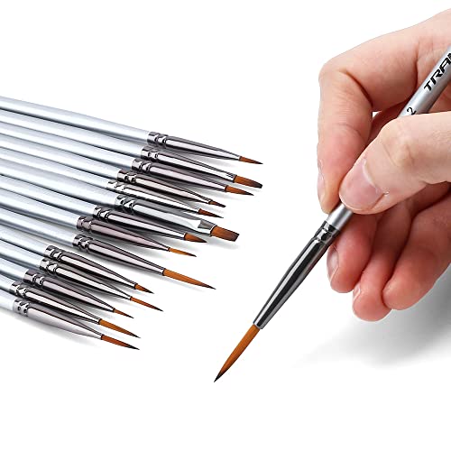 Transon Fine Detail Paint Brush Set 15pcs for Miniature Models Craft Painting Body Painting with Acrylic Gouache Watercolor Tempera and Oil Paint TRANSON
