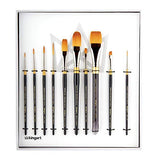 KINGART Original Gold Series Premium Golden Taklon, Multimedia Artist Brushes, Gift Box, Set of 10 PCS KINGART