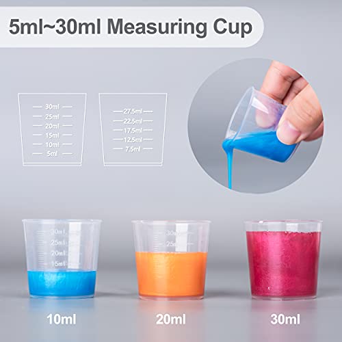 LET'S RESIN Epoxy Mixing Cups Kit,200Pcs, Plastic, 30ml Disposable Measuring Cups,50 Wooden Stirring Sticks, Dropper for Paint Mixing, Jewelry Making