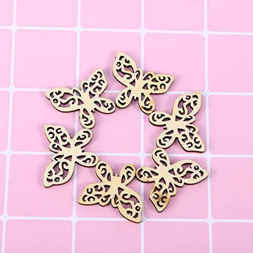 MILISTEN 50pcs Unfinished Wood Crafts Slices Wood Butterfly Shape Craft Wood Embellishments Wooden Butterfly for Crafts Wooden Wedding Cutouts Wood Milisten