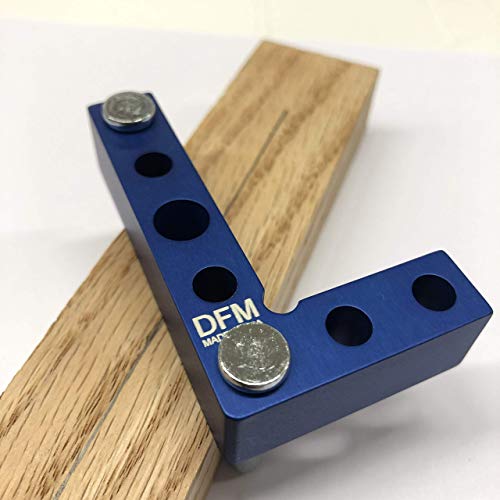 DFM Tool Works Small Square and Center Finder - Made in USA Versatile Woodworking Tool with 11/32" Center Marking Hole for Larger Pencils, Carpenter DFM Tool Works