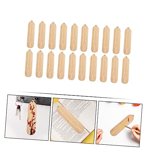 TEHAUX 20pcs Wooden Blank Bookmark Unfinished Wooden Slices Unfinished Hanging Tags Unfinished Wooden Crafts Wood Art Bookmarks Wooden Craft TEHAUX