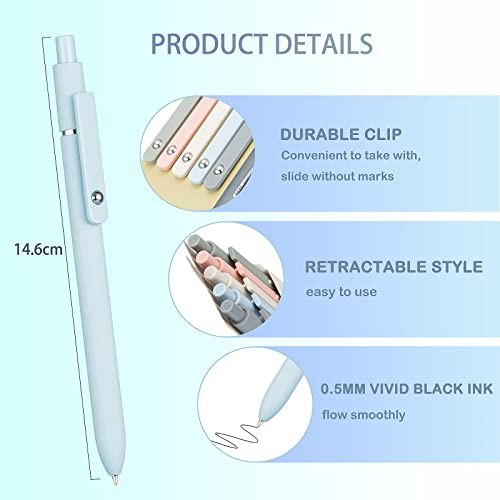 Lanxivi 5PCS Gel Pens Quick Dry Ink Pens Black Refill with 10 Additional Refills 0.5mm Fine Point Premium Retractable Ballpoint Pens Lanxivi