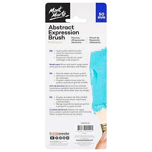 Mont Marte MPB0098 Paint Brush, Width 2.0 inches (50 mm), for Dynamic Strokes, Easy to Hold Handle, Abstract Expression Brush Premium 2.0 inches (50 - WoodArtSupply