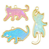 WAY DENG 12 Mix Metal Alloy Open Back Bezel Frame Charm Cat Gold Epoxy Pressed Flower UV Resin Mold Earring Necklace Pendant Dangle Jewelry Crafts WAY DENG