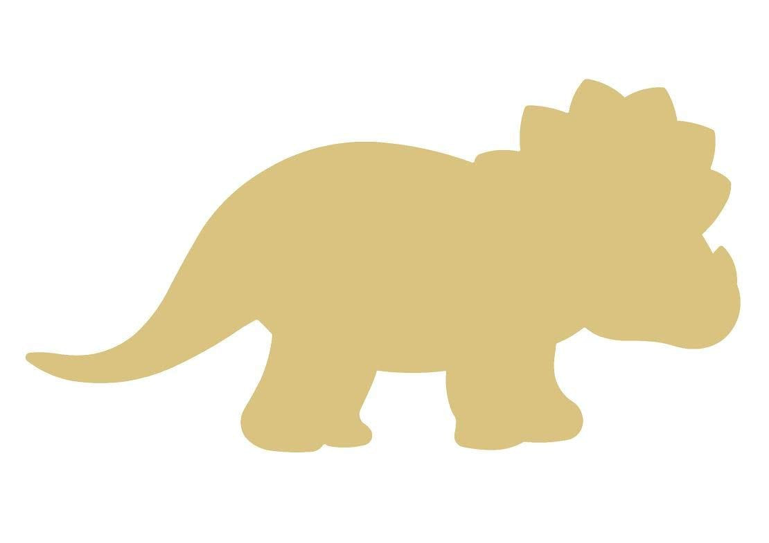 Triceratops Dinosaur Cutout Unfinished Wood Animal Prehistoric Kids Room Play Room MDF Shaped Canvas Style 1 Diverse Woodworking