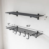 StoreYourBoard 2 Pack Heavy Duty Garage Wall Shelves, 1' x 4' Wall Mount Storage Shelf with Hooks, Holds 200 lbs Each StoreYourBoard