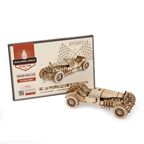 ROBOTIME Model Car Kits - Wooden 3D Puzzles - Model Cars to Build for Adults 1:16 Scale Model Grand Prix Car - WoodArtSupply