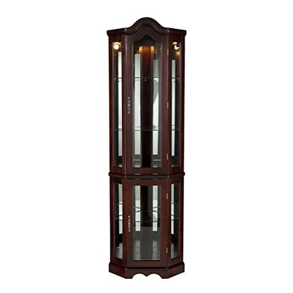 Home Decorators Collection Vitric Lighted Curio, 70" Hx21 Wx16 D, Mahogany - WoodArtSupply