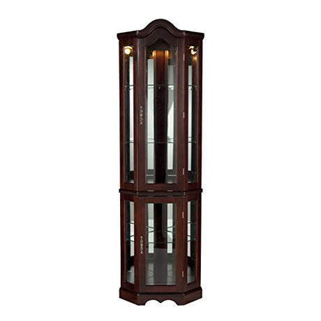 Home Decorators Collection Vitric Lighted Curio, 70" Hx21 Wx16 D, Mahogany SEI Furniture