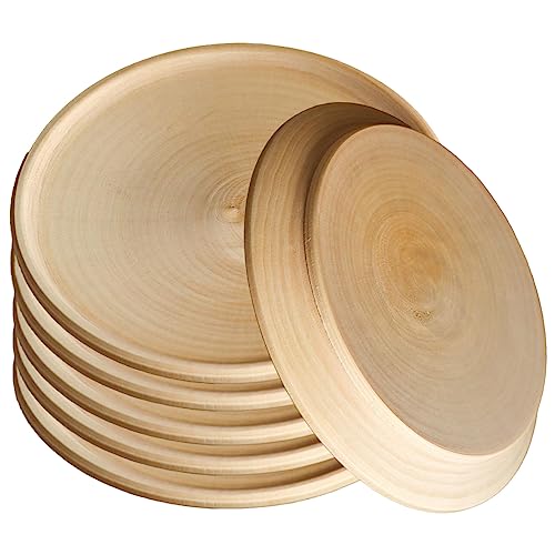 Wooden Craft Plates - 6-Piece DIY Kit, 3.9-inch Diameter, Perfect for Home Decor - Unfinished Wood Plate Blanks Dish for Crafting and Painting