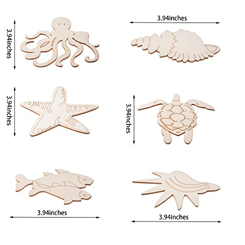 48PCS Unfinished Wood Ocean Animal Cutouts for Kids,Wooden Painting Bulk Crafts for Kids to Paint,Sea Animal Life Cutouts for Home Decoration DIY - WoodArtSupply