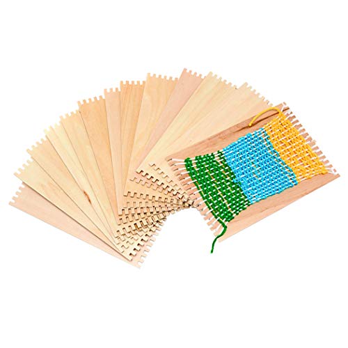 Colorations RLOOM Beginners Wooden Loom, Set of 12, for Kids, Arts & Crafts, Weaving, Craft Activity, Motor Skills, Critical Thinking, Basket, Colorations