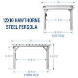 Backyard Discovery 12x10 ft Hawthorne White Galvanized Steel Pergola w/Soft Sail Shade, Spacious, Rust Resistant, UV Protection, Resist Winds Up to Backyard Discovery