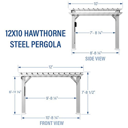 Backyard Discovery 12x10 ft Hawthorne White Galvanized Steel Pergola w/Soft Sail Shade, Spacious, Rust Resistant, UV Protection, Resist Winds Up to