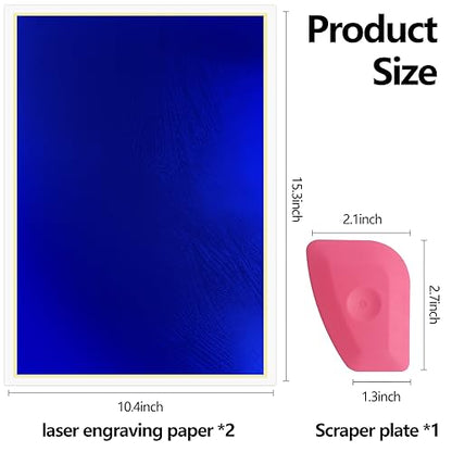 Frddiud Laser Engraving Marking Color Paper, 2 PCS Blue Marking Paper, 15.3" x 10.4" Blue Laser Engraving Paper for Fiber Laser Marking and - WoodArtSupply