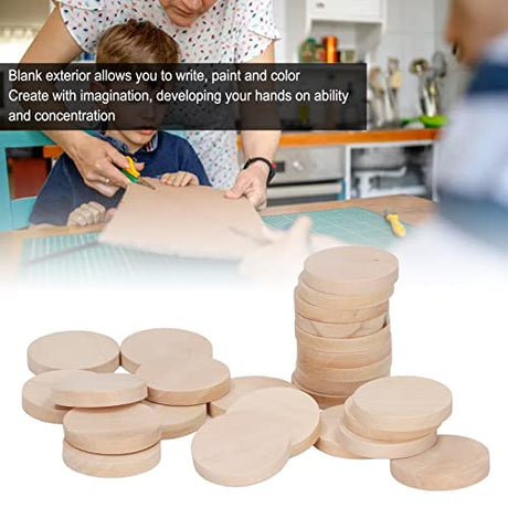 50Pcs Wood Slices 30mm/1.2inch Unfinished Round Wooden Discs Wooden Circle Wooden Tag Wood Blank for Painting Coloring DIY HERCHR