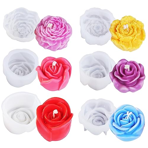 LET'S RESIN Flower Molds for Candle Making, Flower Candle Making Molds Including 6 PCS Flower Silicone Candle Mold, Silicone Molds for Soy Wax, LET'S RESIN